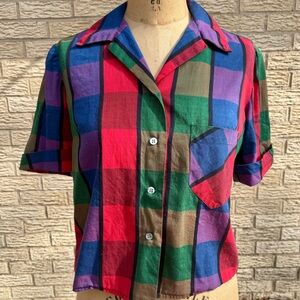 Vintage Colorful Plaid Button-Up Shirt